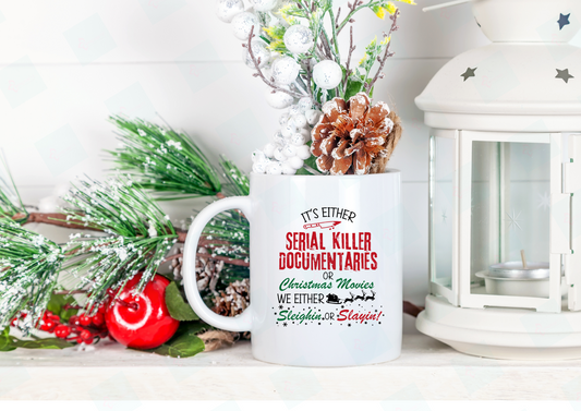 Serial killer christmas movie mug