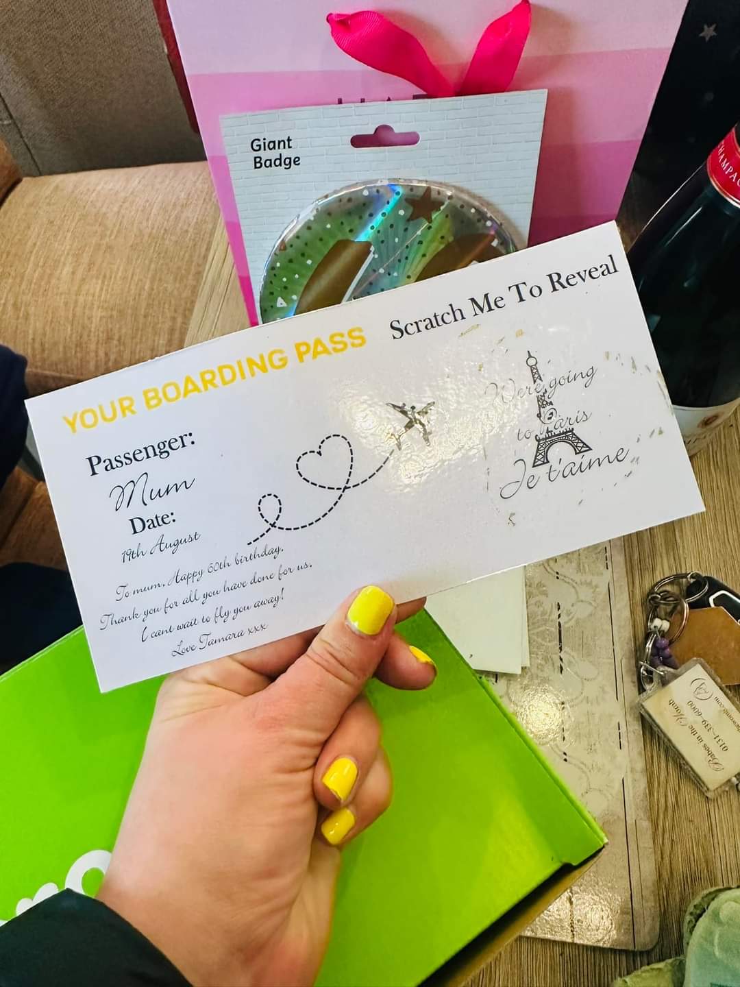 Scratch reveal boarding pass