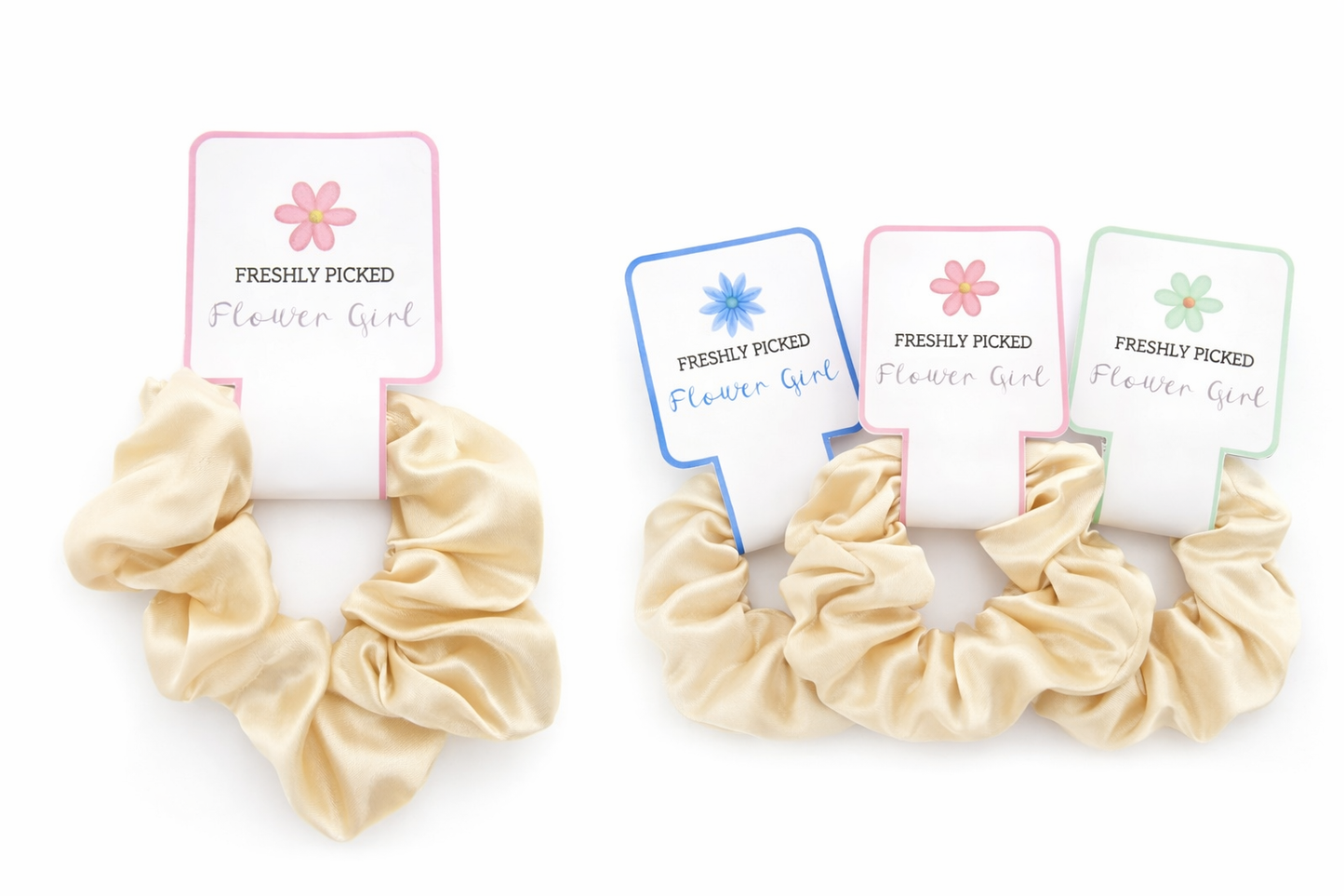 Freshly picked flower girl scrunchie tag